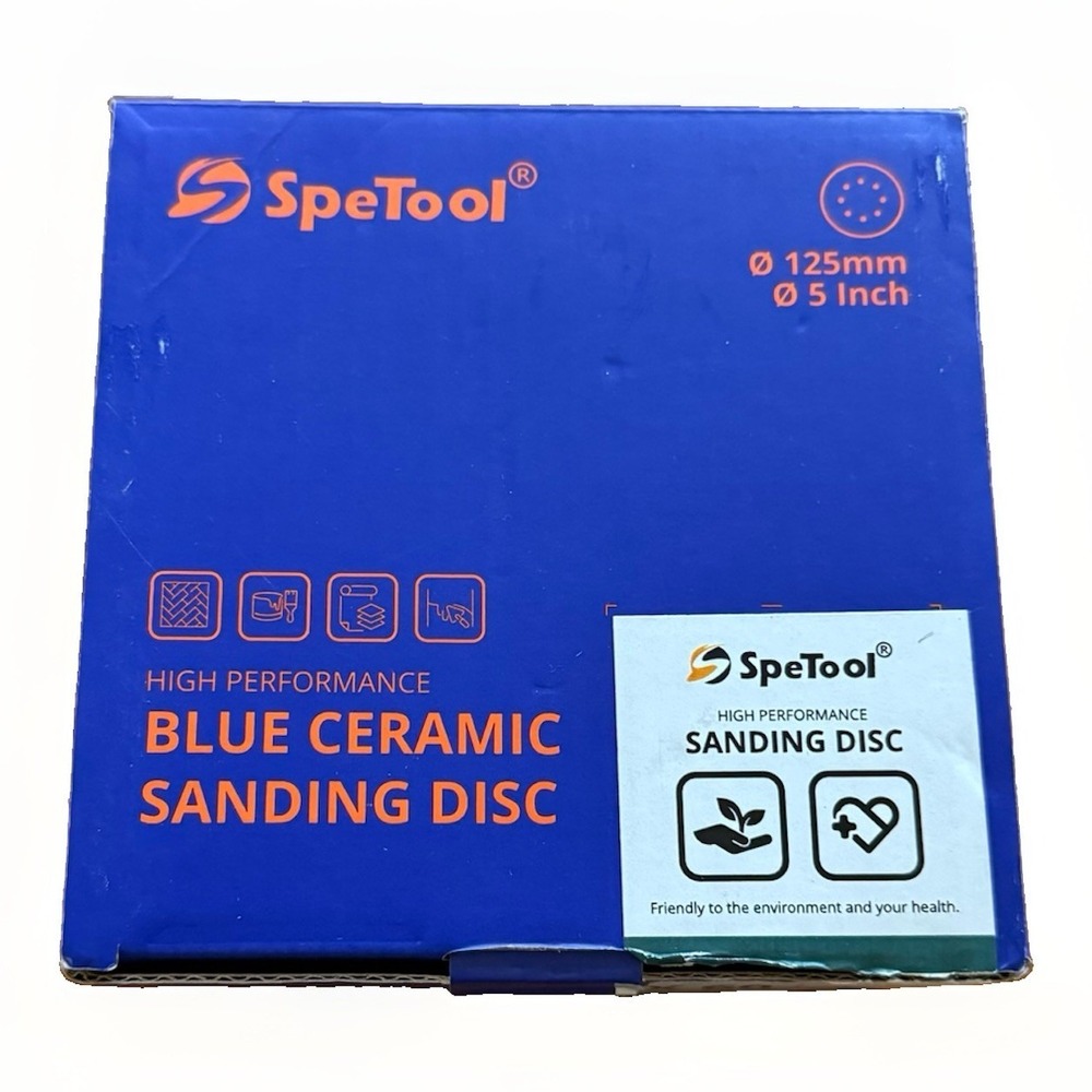 SpeTool Blue Ceramic Sanding Discs 5" 125mm P240 – High Performance 60 Pack NEW